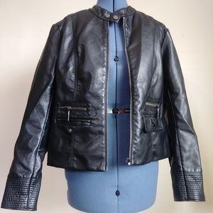 Black Faux Leather Moto Jacket